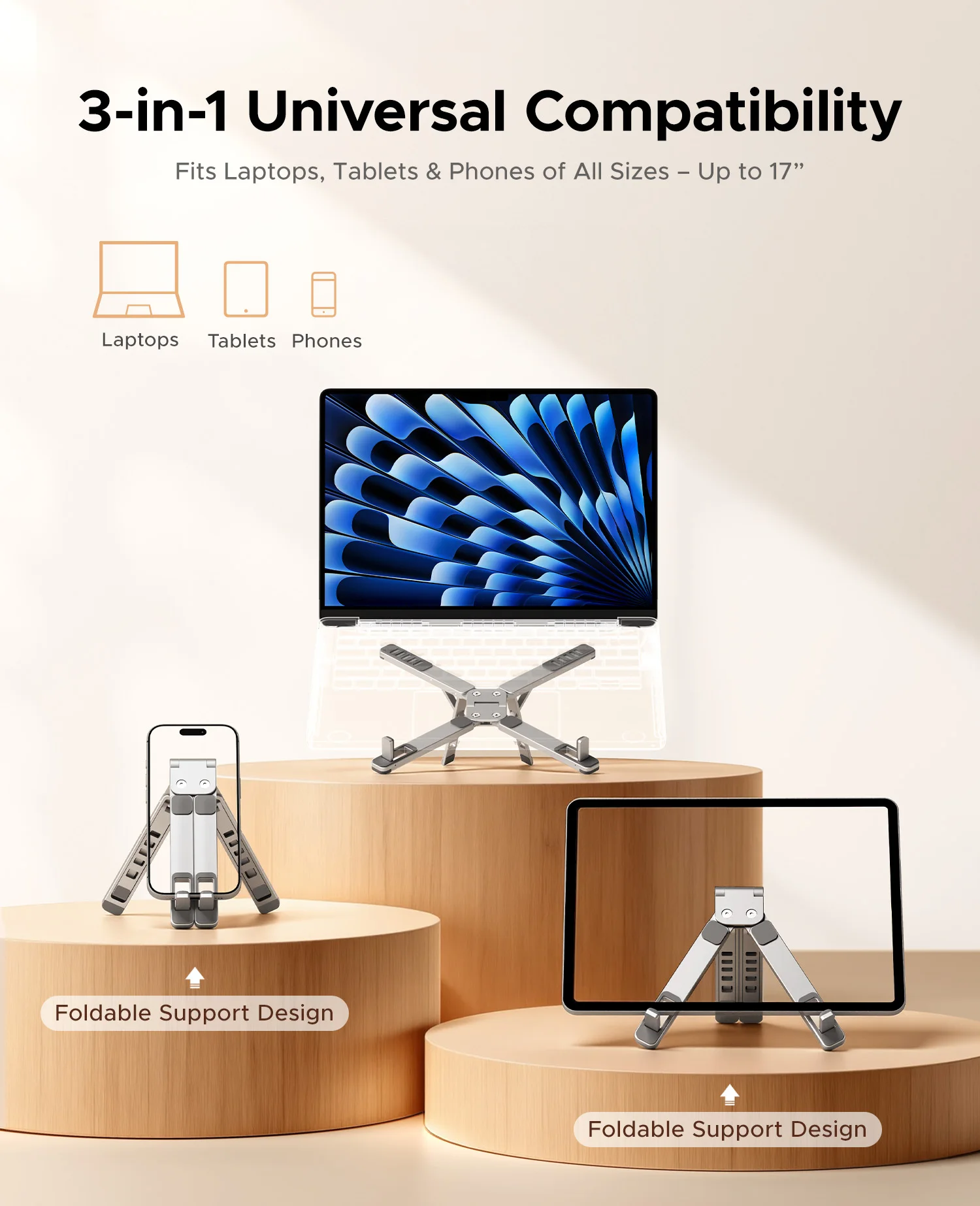 ORICO 노트북 스탠드 Macbook Air Pro용 접이식 알루미늄 수직 노트북 스탠드 노트북 지원 Macbook Pro 태블릿 폰 스탠드