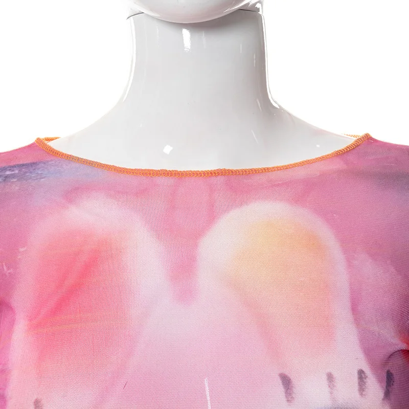 Summer New Fashion Fairy Tale Style Y2k Top Casual O-Neck Long Sleeve Shirts For Women Net Yarn Slightly Sheer Graphic T Shirts 19 Summer New Fashion Fairy Tale Style Y2k Top Casual O-Neck Long Sleeve Shirts For Women Net Yarn Slightly Sheer Graphic T Shirts
