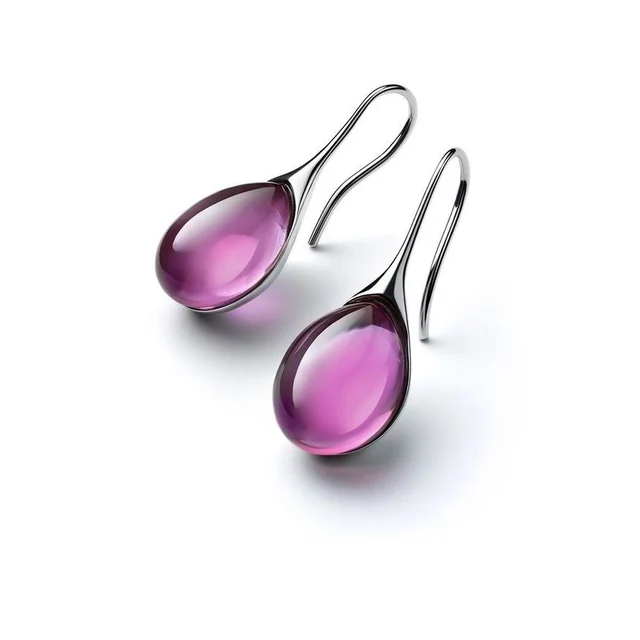 Trendy Women Earrings 4 Colors Delicate Gold Color Inlay Natural Stone Hook Dangle Earrings for Women Wedding Engagement Jewelry purple
