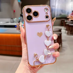 Love Heart Bracelet Wrist Strap Chain Silicone Phone Case Cover - iPhone 12 Mini (7)