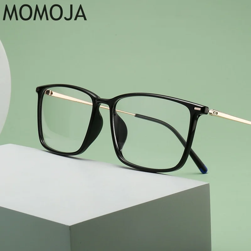 

MOMOJA New Plastic Steel Metal Men's Eyeglass Frame Ultra Light Box Optical Prescription Women's Glasses 5219