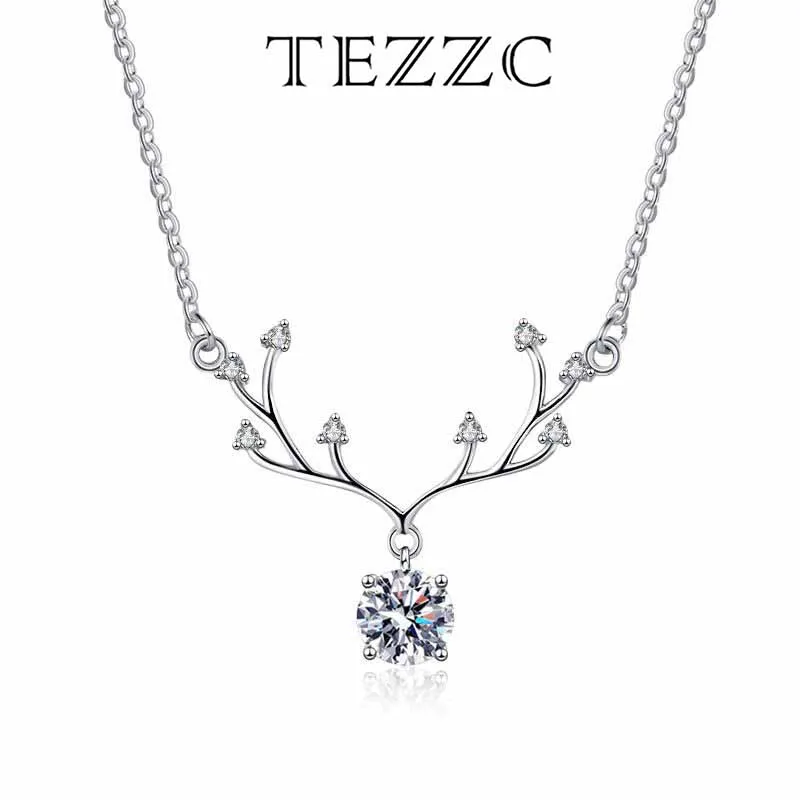 

Tezzc 1CT Moissanite A deer has you Necklace Clavicle Chain with GRA Certified S925 Sterling Silver Valentine's Day Fine Jewelry