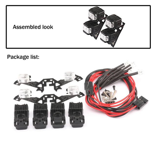 RC Car Light Kits Sidelight with Mount Holder LED Lamp Spotlight Set 1/10 1/12 Truck Rock Crawler Off-road DJ-1062