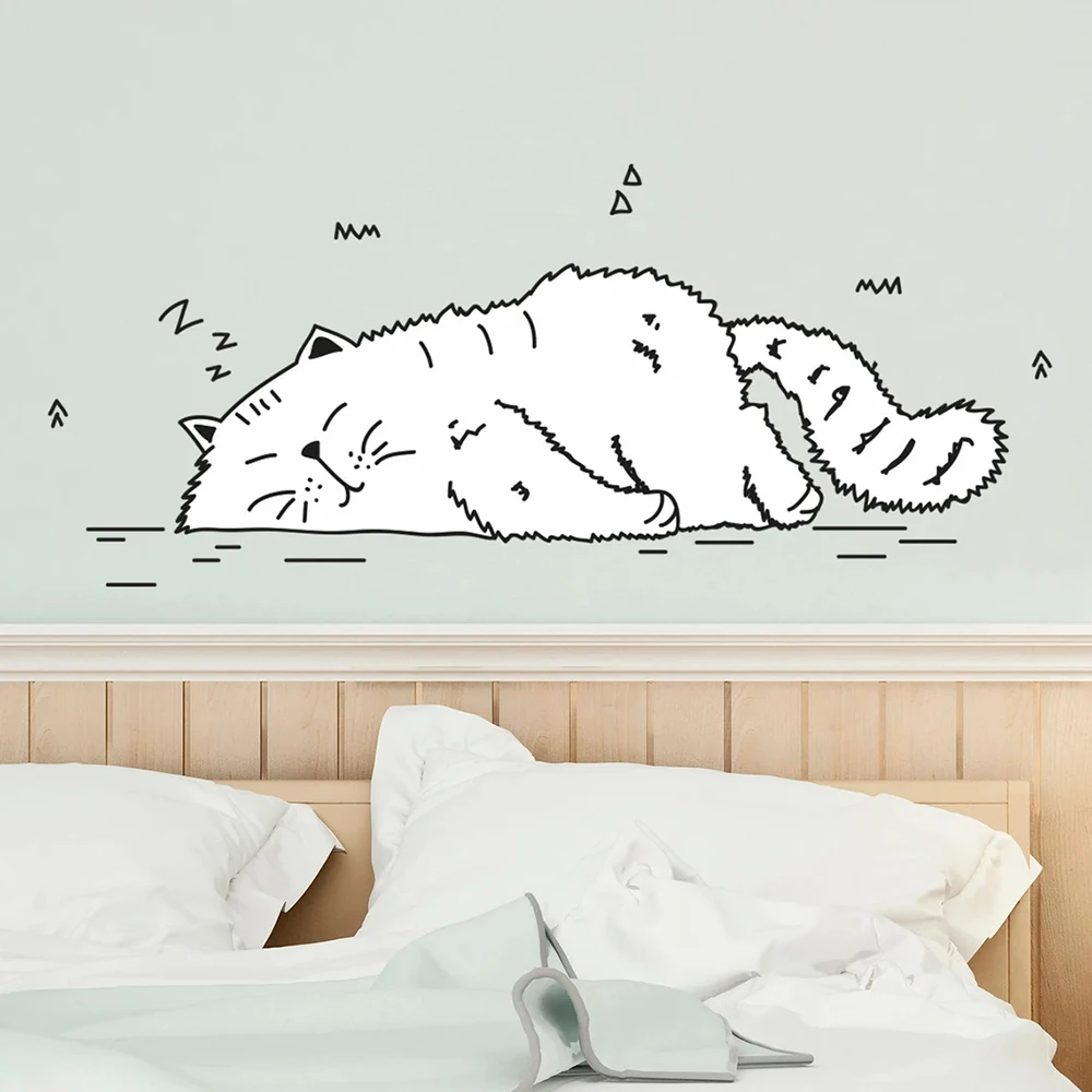 Съемная виниловая наклейка в виде кошки для украшения стен