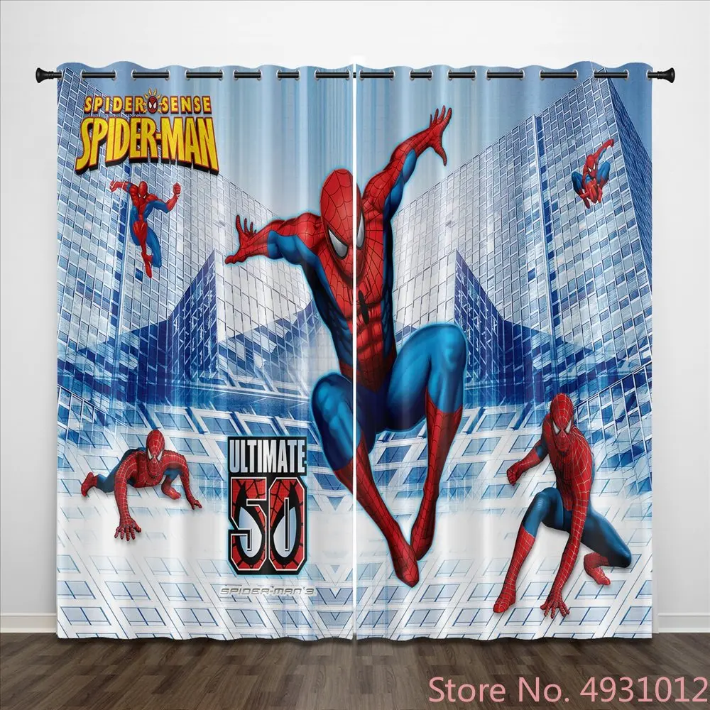

3D Digital Printing Disney Spiderman Curtain Animated Cartoon Cute Decoration Home Blackout Window Drapes Children's Room