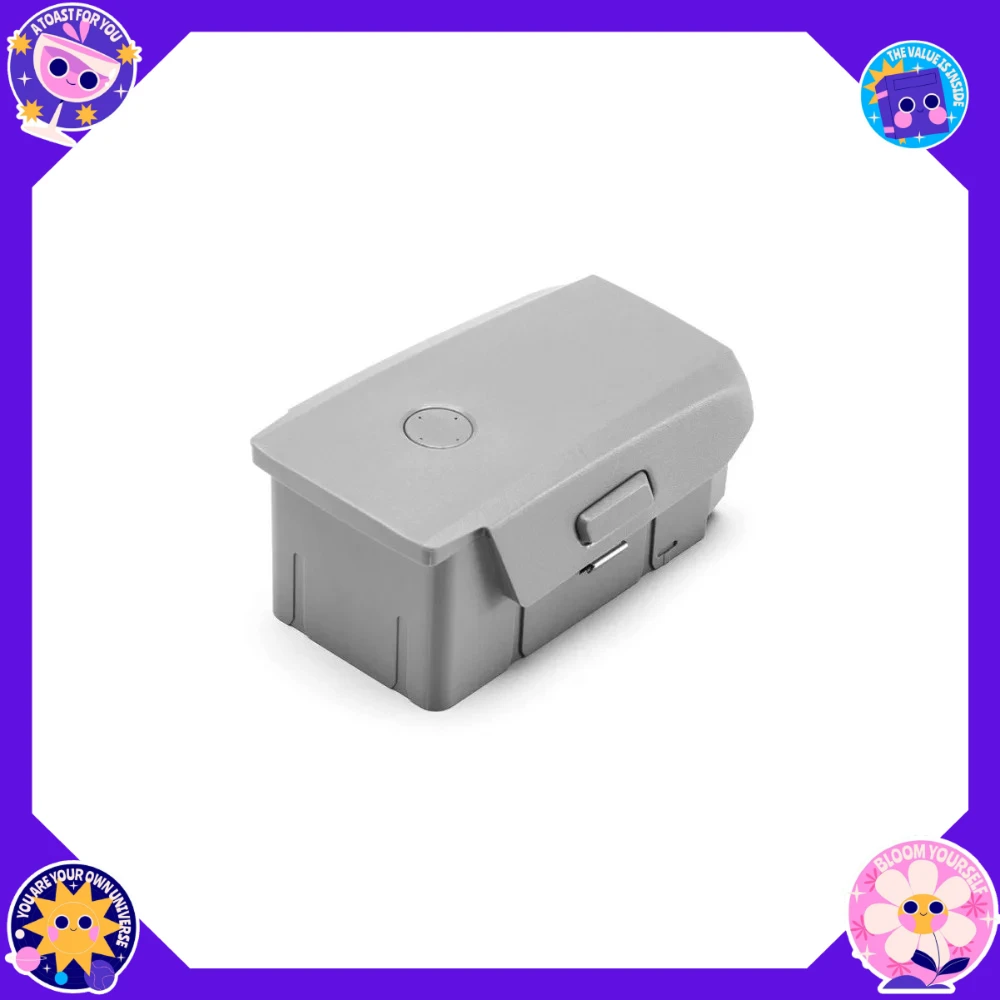 Batterie de drone présentée de côté, étiquette technique lisible, pièce de rechange non originale.