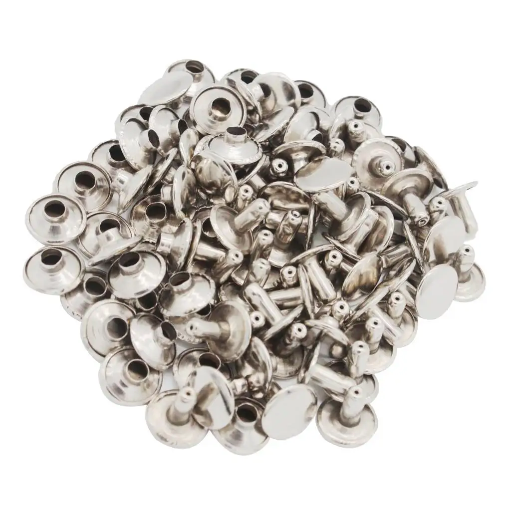 50 Sets Silver Metal Double Side Rivets Studs Punk for Clothes Shoes Bags Decoration