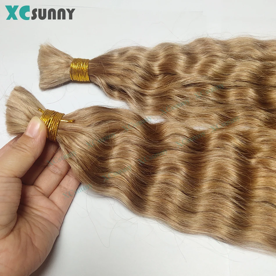Bulk Human Hair For Braiding Wet And Wavy Bulk Hair For Boho Braids Double Drawn Human Bundles Water Wave Women