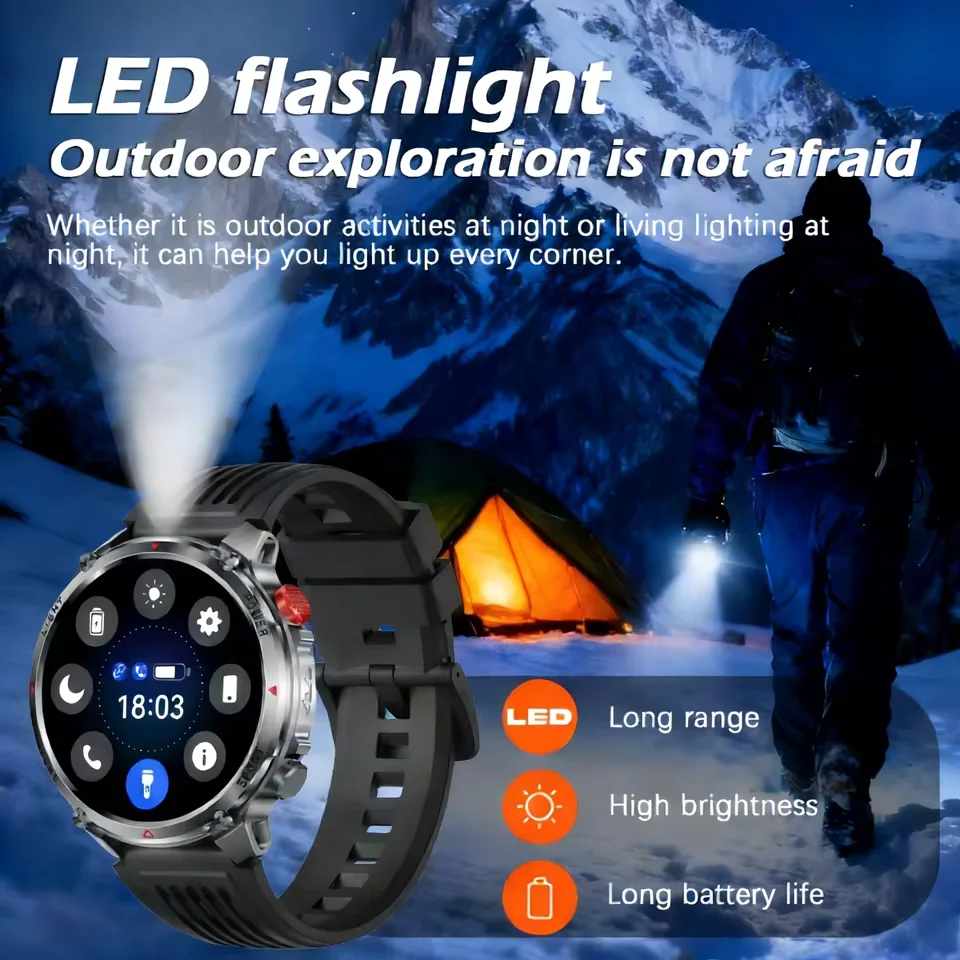 2026 New T-Rex3 Ultra 1100Mah Military Smart Watch Men 1.7"AMOLED GPS Path 5ATM Waterproof Compass LED Flashlight Smartwatch iOS 4