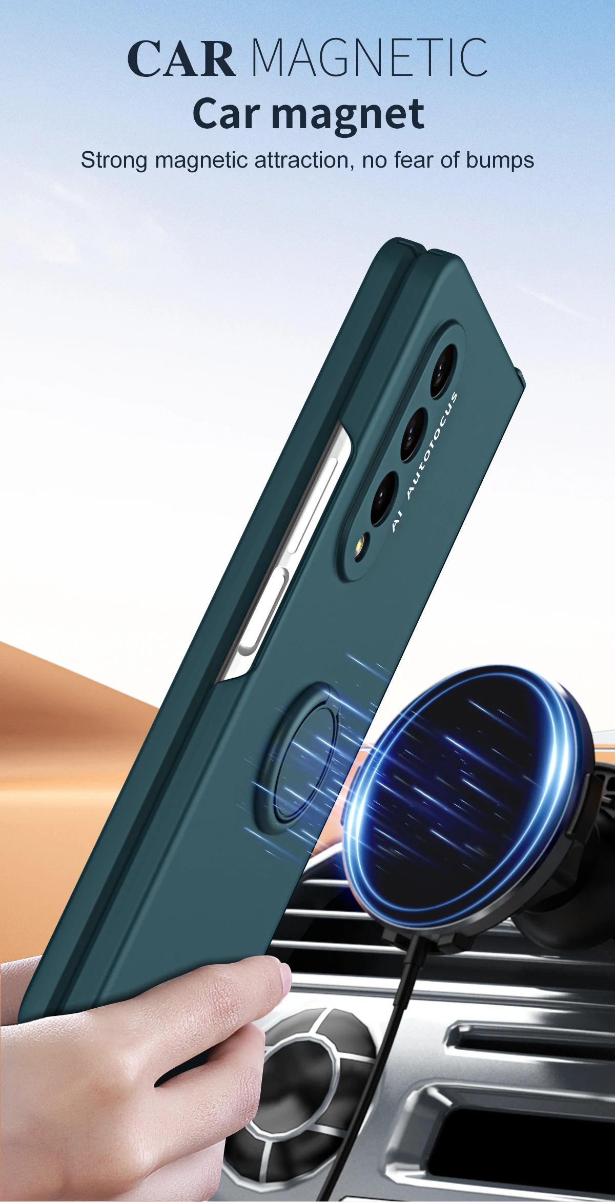 Auto Magnetische Ring Houder Telefoon Case Voor Samsung Galaxy Z Fold 5 4 3 5G Scharnier Plastic Cover met Front Screen Protector_voghion.com