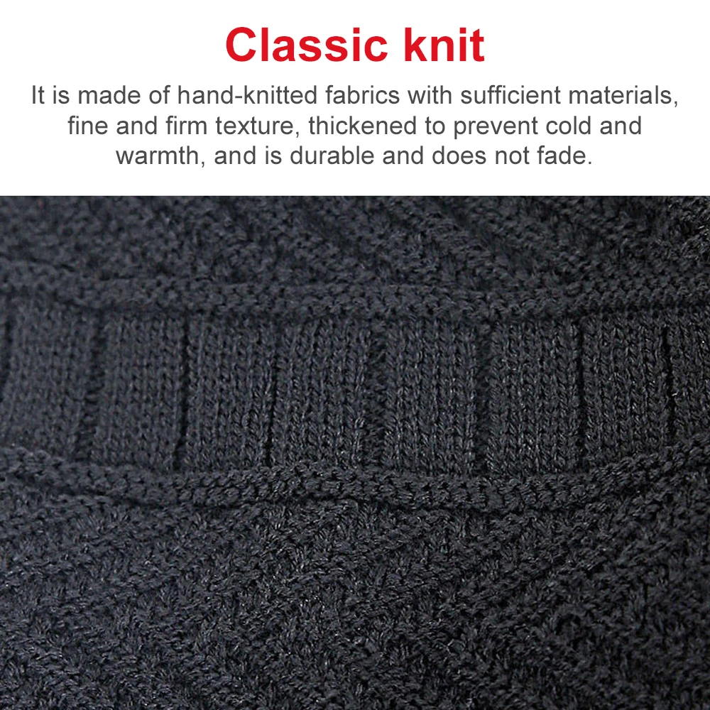 Winter Beanie Hat for Men Women Knitted Thick Wool Neck Scarf Cap Balaclava Mask Bonnet Hats