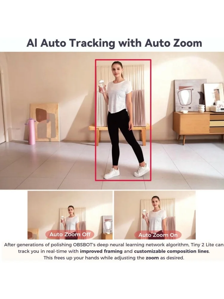 .OBSBOT Tiny 2 Lite PTZ 4K Webcam 1080p@60fps HDR With AI Tracking Privacy Cover Microphone 1/2" Sensor USB2.0 Plug&play