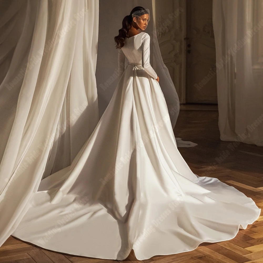 Simplicity Long Sleeves Women Wedding Dresses Popular A-Line Bridal Gowns Elegant Plus Size Princess Ball Vestidos De Novia 2025 2