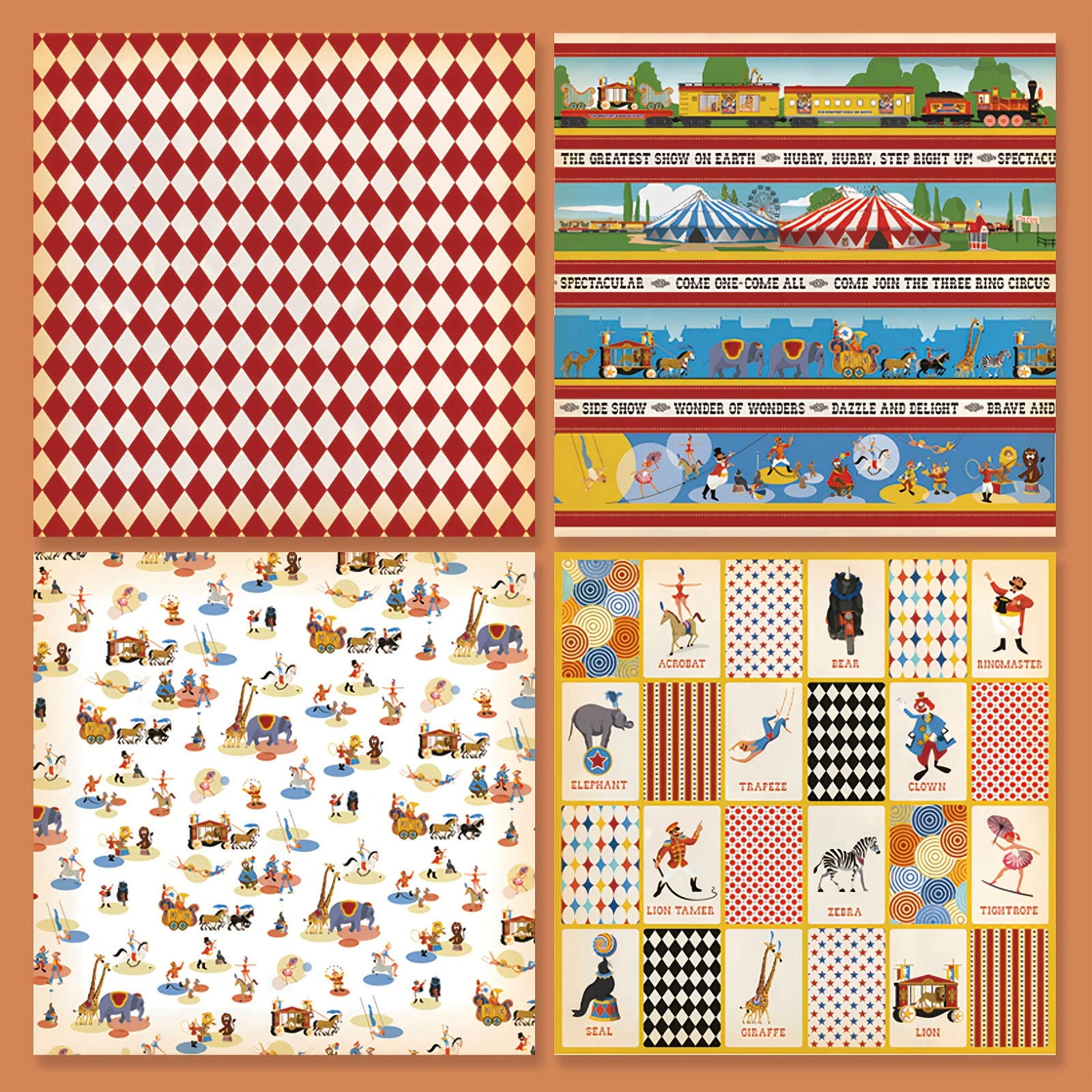 Circus Paradise Scrapbook Paper 8 Sheets for Photo Albums Journal Scrapping Card Making And DIY Art Craft
