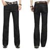 2023 High Quality Men Winter Worm Fleece Black Blue Boot Cut Jeans Business Casual Flare Pants Mid Waist Trousers 2