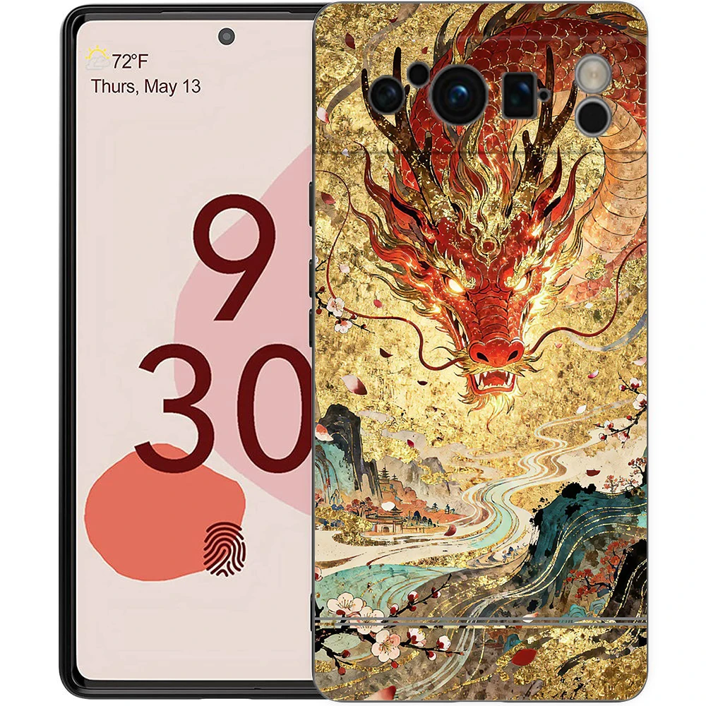 Luxury Black Soft TPU Phone Case with Fashionable Chinese Dragon Design