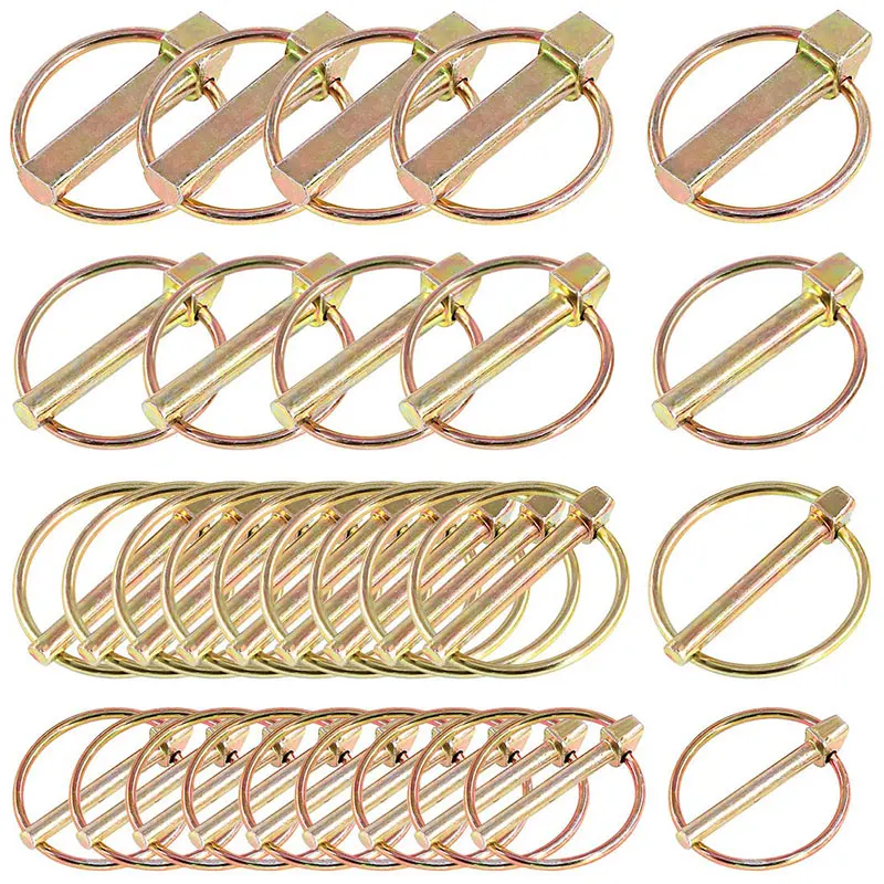 50Pcs Lynch Locking Pin Assortment Kit Heavy Duty Spring Steel Annular Ring Pins Farm Tractors Trailers Trucks Mower M4.5~M11