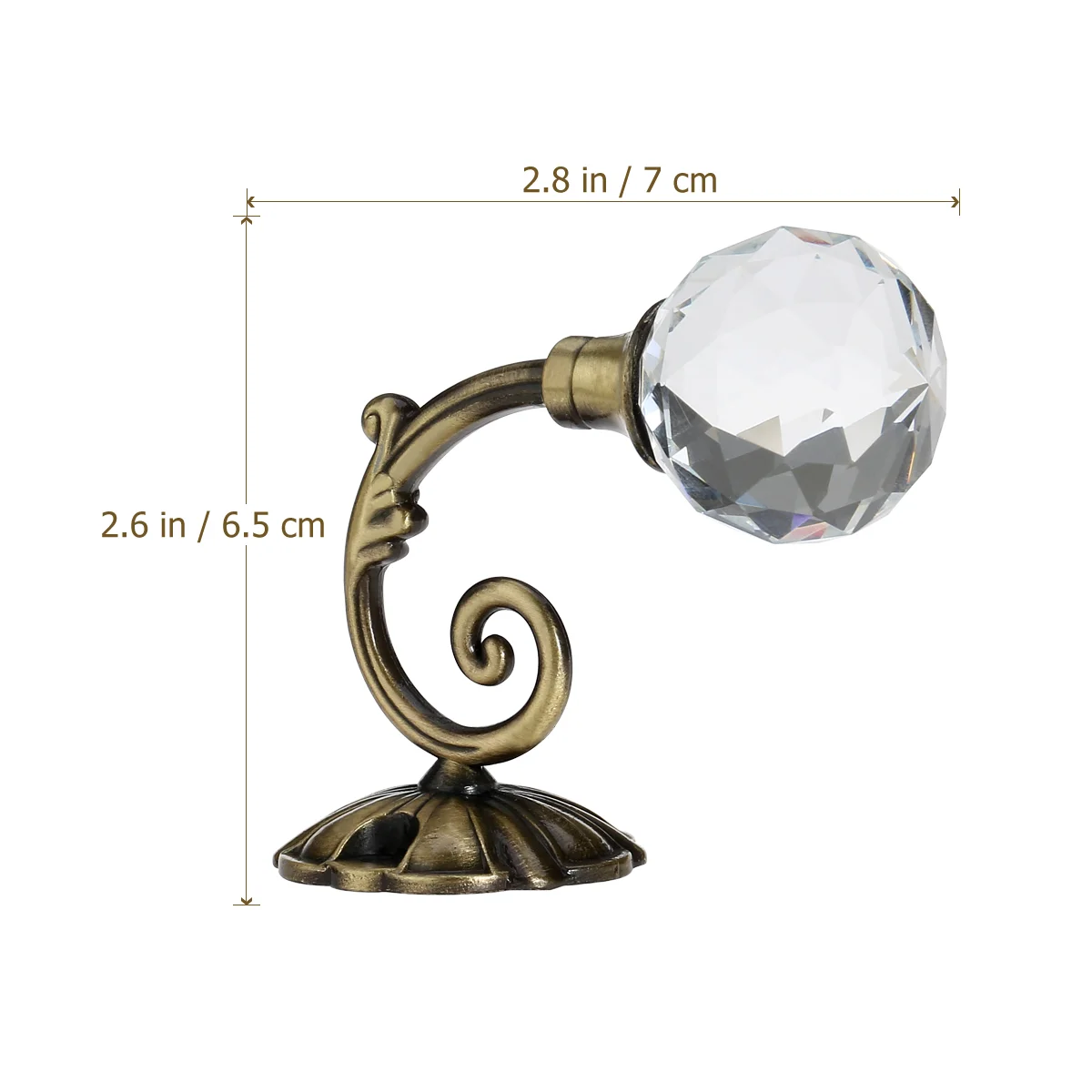 WINOMO 2pcs Crystal Ball Curtain Hookback Wall Mount Metal Curtain Holdback Tieback Hooks (Bronze)