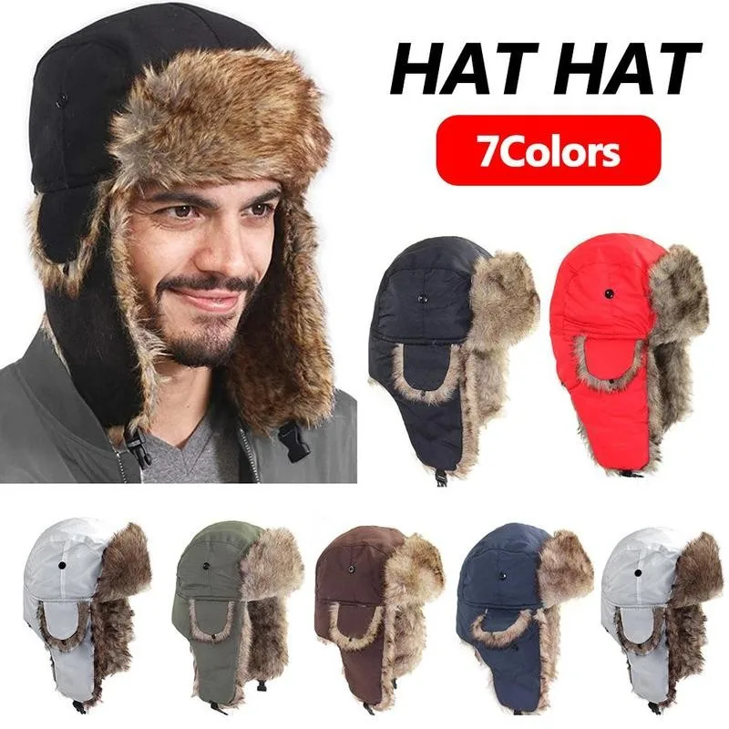 Mens Women Unisex Warm Trapper Aviator Trooper Earflap Winter Flaps Ski Hat Hats New Unisex Trapper Bomber winter hat