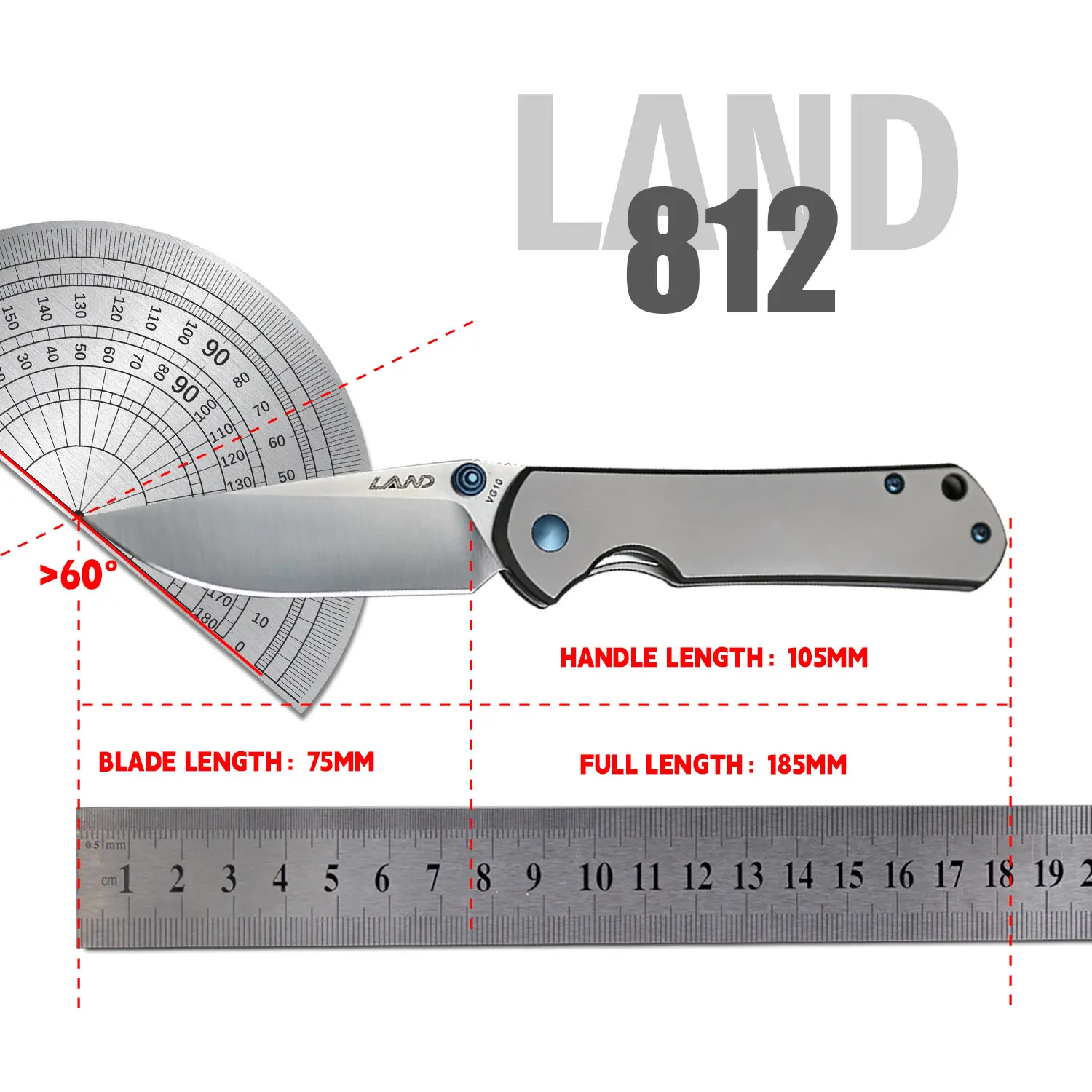 LAND 812 VG10 Blade TC4 Titanium Handle Outdoor Pocket Folding Knife EDC Survival Rescue Tool Camping Hunting Fishing Knives New