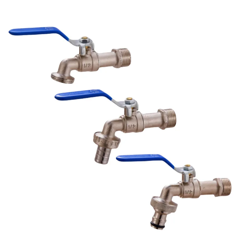 Robinets de jardin en alliage de Zinc, Irrigation industrielle et domestique bleue, avec double mamelon et robinet de balcon extérieur, robinet de salle de bains