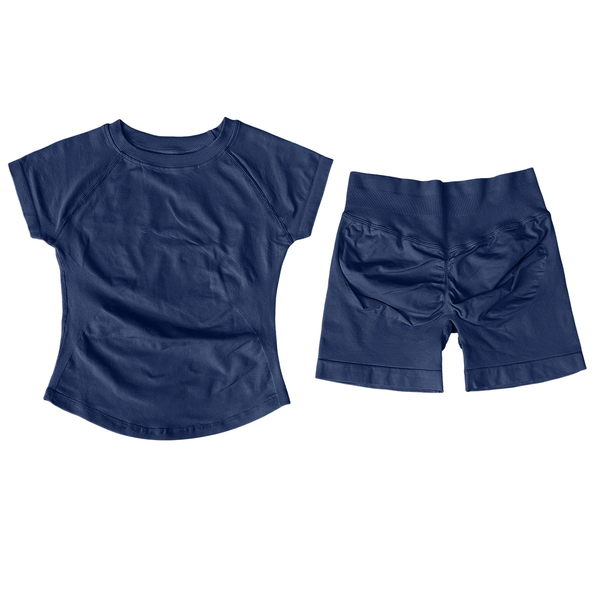 Ensemble de sport 2 pièces, haut de yoga sans couture à manches courtes, ensemble de fitness pour femmes, short de sport pour la course à pied, tenue de gym