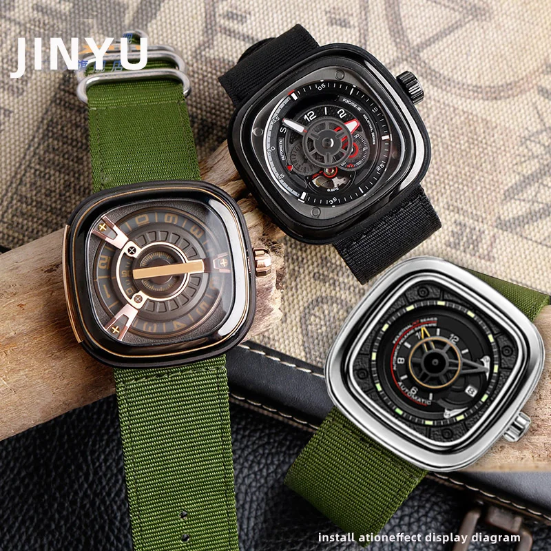 Grande Cinta de Náilon Masculino para Sete na Sexta-feira m2 Q201 02 03 Diesel Relógio Banda Exército Verde Relógio de Pulso Acessórios 26 mm 28 mm Tamanho - Image 4