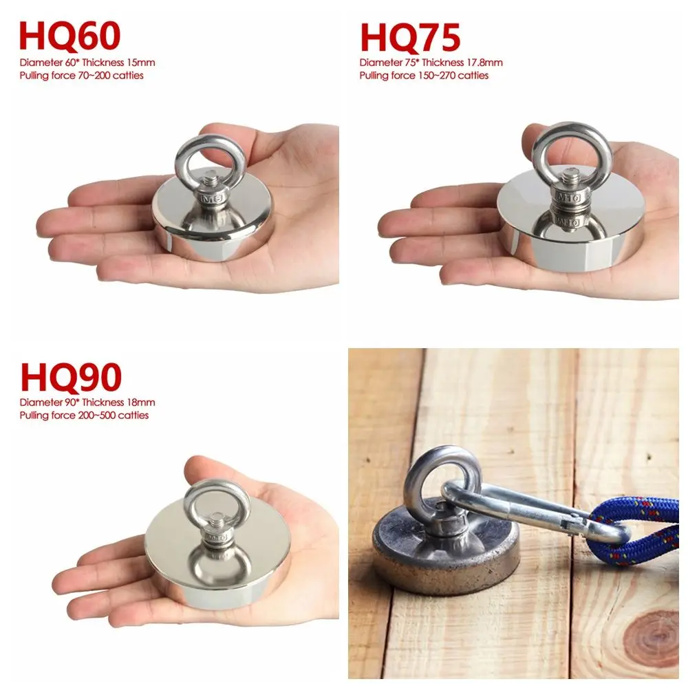 Super Strong Neodymium Fishing Magnets Heavy Duty Rare Earth Magnet with  Countersunk Hole Eyebolt for Salvage Magnetic Fishing
