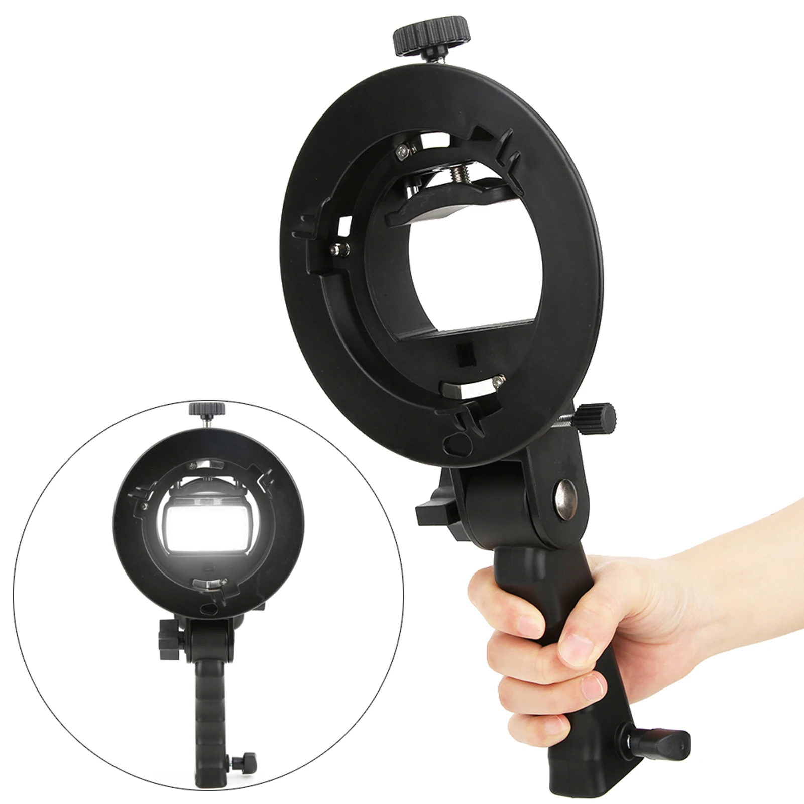 Flashlight Bracket Support Handheld Hand Grip S Shape for Bowens Mount Camera
