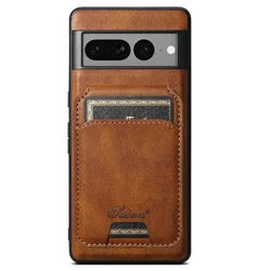Dual Function Leather Wallet Case with MagSafe - Magnetic Phone Cover & Card Holder - Google Pixel 6 (Brown)