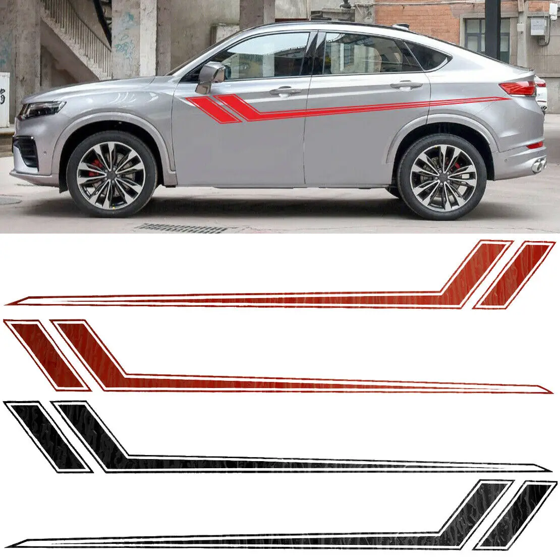 

Car Truck SUV Side Body Waist Skirt Line Sticker Racing Hash Stripe Graphic