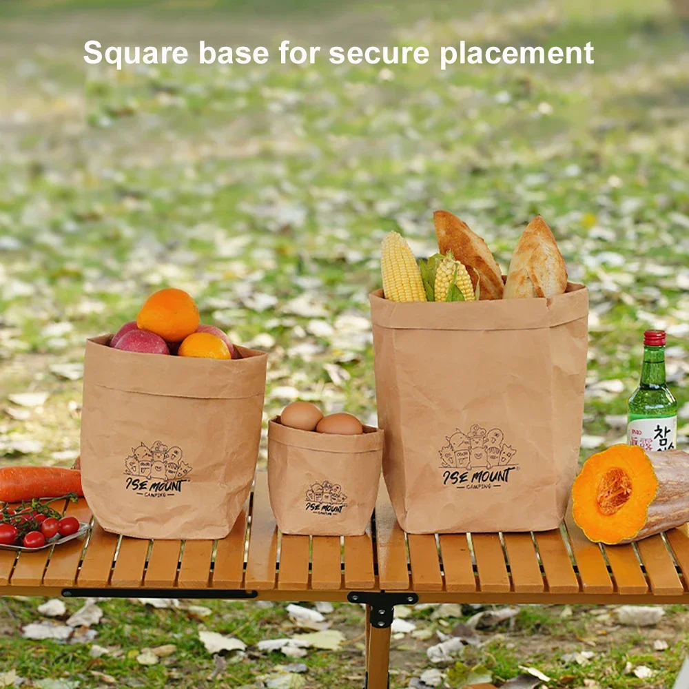 Outdoor Washable Kraft Paper Storage Bag Waterproof And Moisture-Proof Large Capacity Thickened Paper Bag Camping Packaging