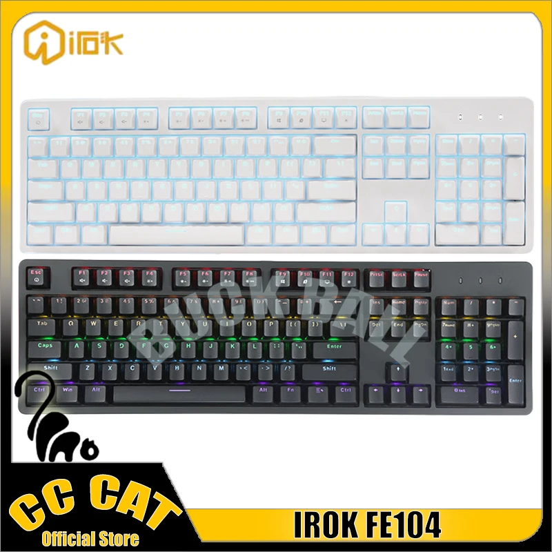 

Механическая клавиатура IROK FE104, стандартная игровая клавиатура, трехрежимная клавиатура с 104 клавишами, настройка ABS Hot-Swap RGB, игровые клавиатуры
