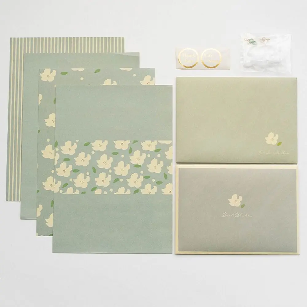 Gift Card Flowers Floral Envelopes DIY Postcard with Stickers Letter Pads Writable Kawaii Letter Writing Paper Invitations Cards
