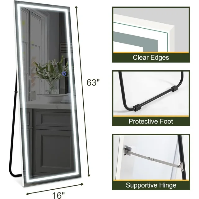 63"x16" Full Body LED Lighted Mirror 3