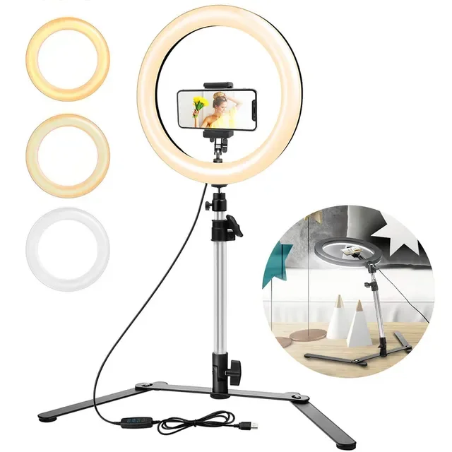 inch LED Selfie Ring Light With Stand Phone Ring Lamp Desk Photography Lights for Makeup Youtube Video Ringlight