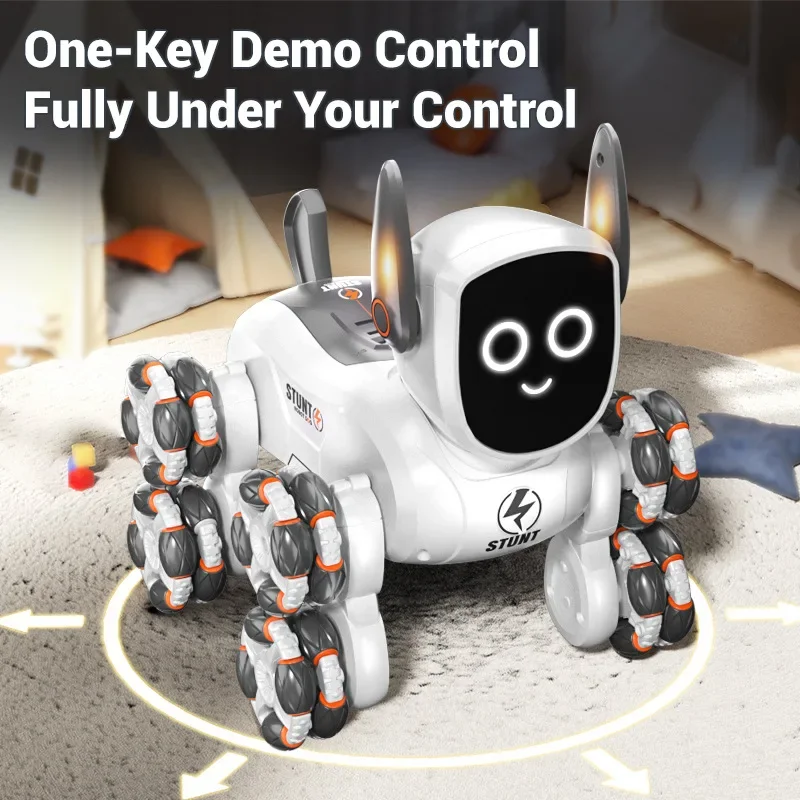 Jjrc Q193 Rc Stunt Car 8-Wheel Mechanical Robot Dog Lights for Kids Remote Gesture Sensing Dual Control Electronic Pet Toy Car