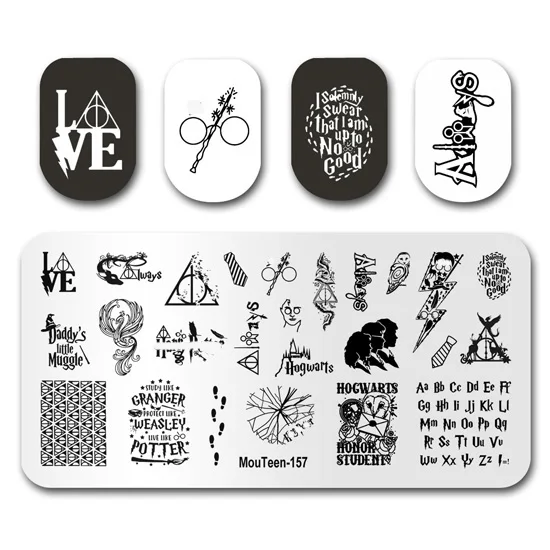 Nail Stamp MouTeen157 Magic School Full Cover Nail Plates Stamp King Manicure Set For Nail Art Stamping