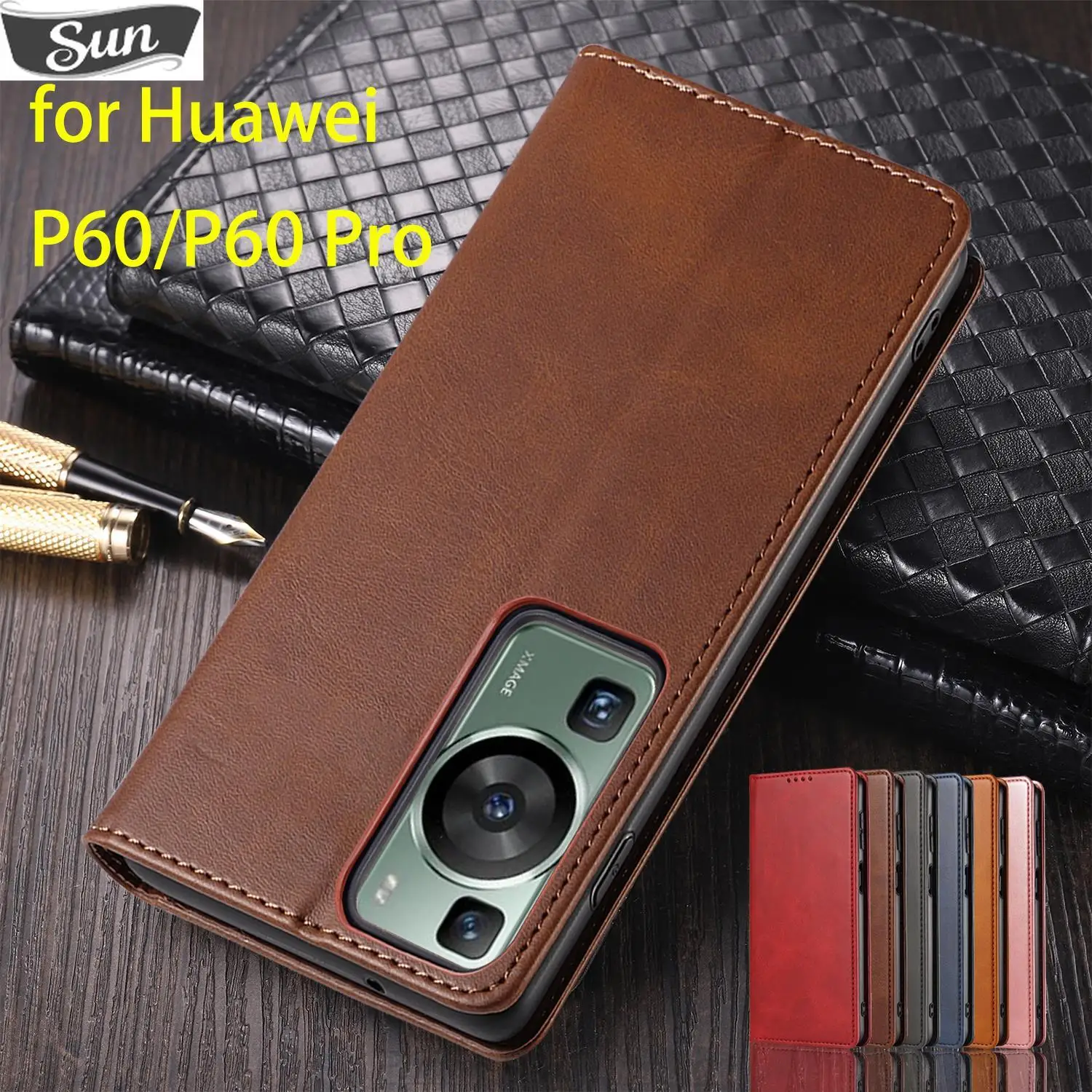 

Кожаный чехол для Huawei P60 Pro/P60, флип-чехол, держатель для карт, кобура, магнитный Привлекательный чехол, чехол-бумажник P60, чехлы, оболочка
