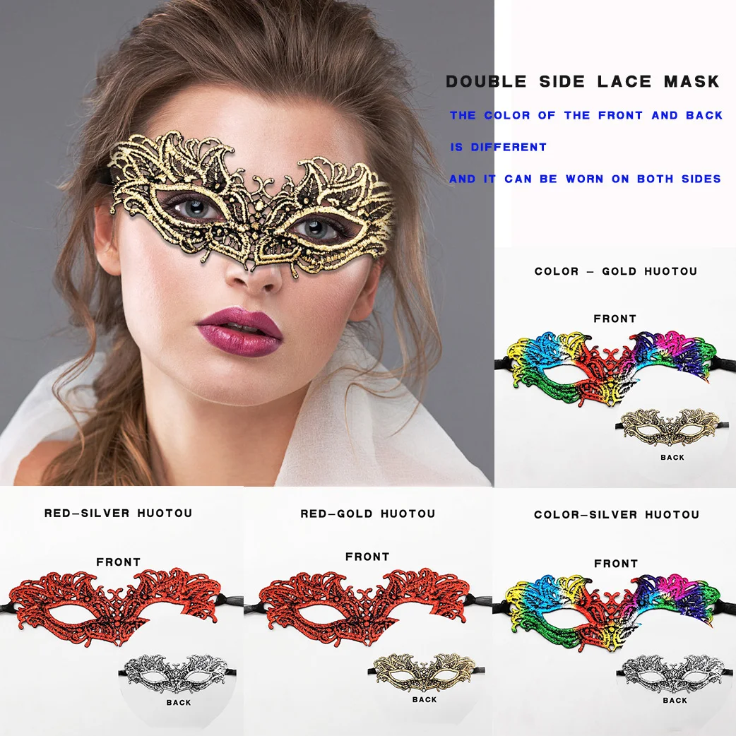 Masque pas cher, dentelle or, pour femme : Carnaval, bal masqué