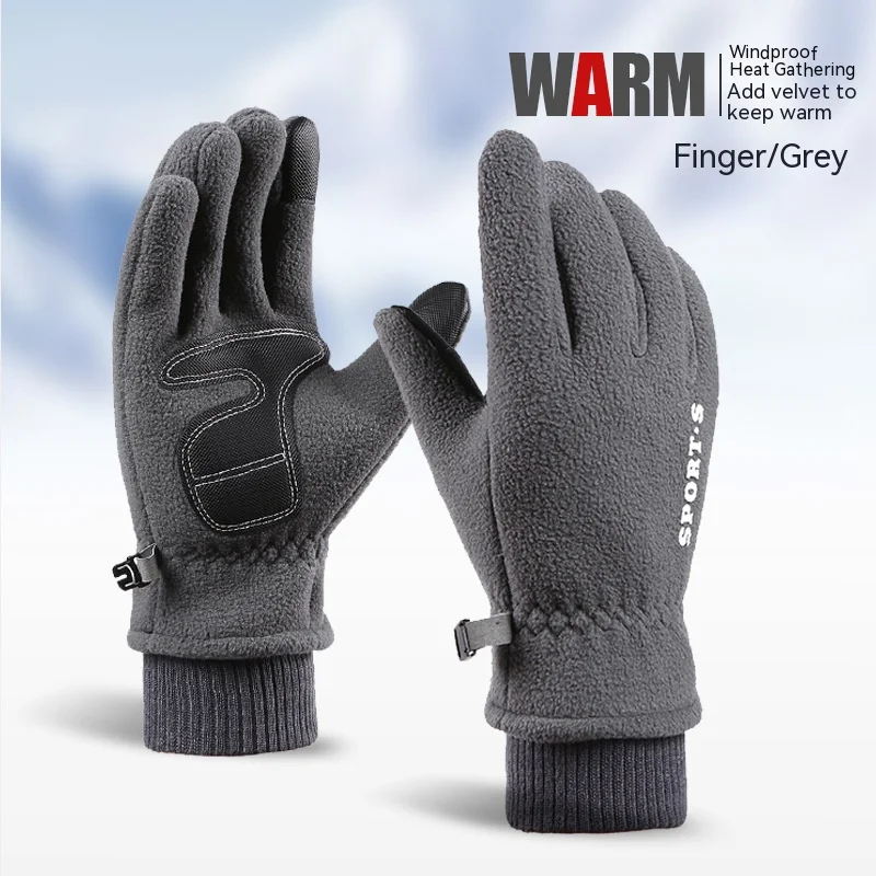 Guanti caldi in pile polare da uomo in pile invernale ispessito antivento da donna per ciclismo sportivo all'aperto con touch screen a conchiglia_voghion.com