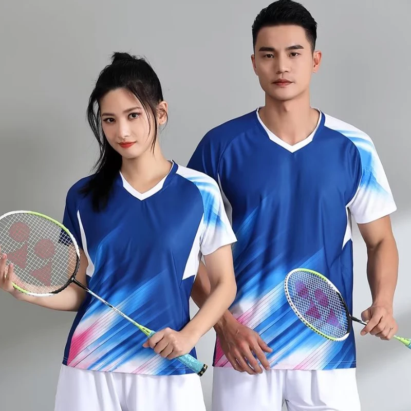 

New Arrival Ping Pong Badminton T-shirts for Men Women Quick Dry Short Sleeve Table Tennis Uniform Print Tennis Volleyball Tops