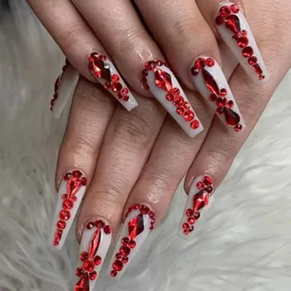 Valentines Day Nails Rhinestones  Red Nail Ideas Rhinestones - 1000pcs  Valentine's - Aliexpress