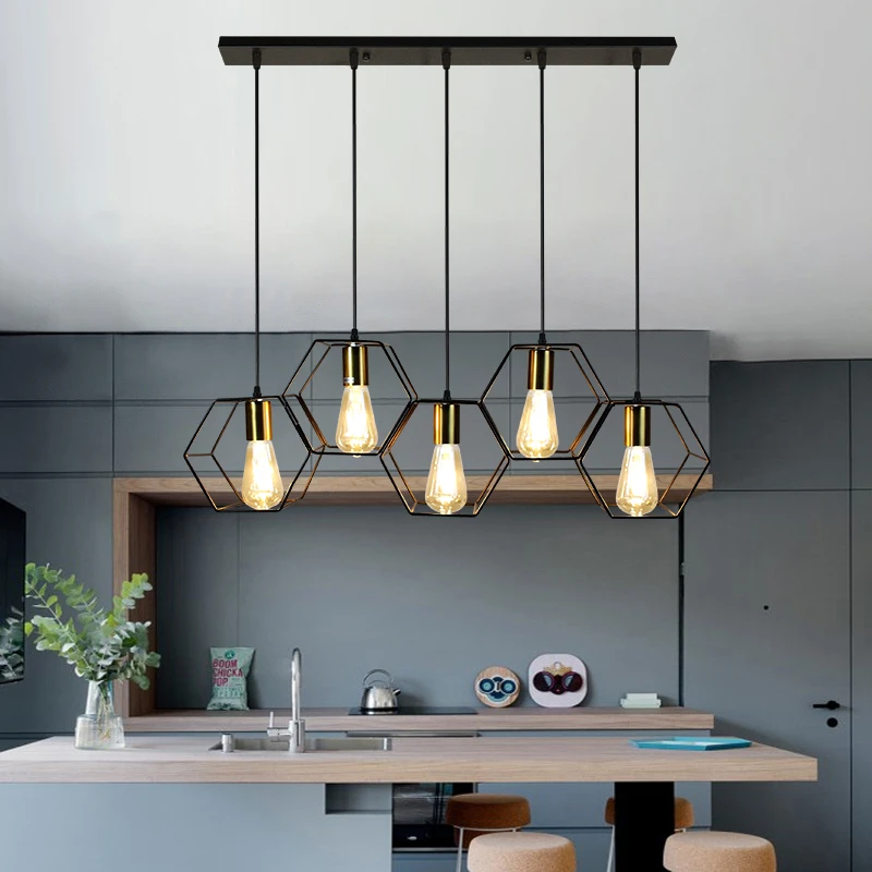 Creatieve Led Kroonluchter Opknoping Licht Geometrische Metalen Frame Geschikt Voor Restaurant Boven De Eettafel| | AliExpress