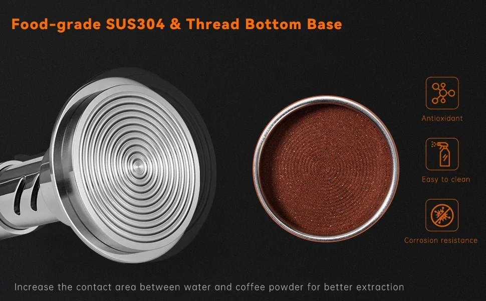 Description Picture 6 of itemMUVNA V2 Espresso Tamper, 30lbs pressure Spring-loaded Coffee Tamper,Stainless Steel Gravity Adaptive Height Distributor New Set