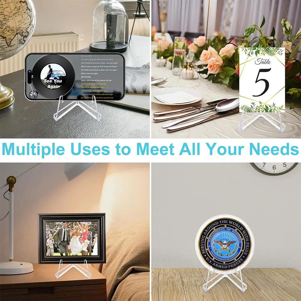 10Pcs/Pack Clear Acrylic Coin Display Stand Holders Small Easel Rack Card Commemorative Challenge Coins Capsule Holder Support