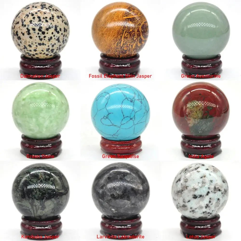 Natural Gemstones Ball Healing Crystals 40MM Home Decoration Reiki Wicca Chakra Stones Sphere Rocks Mineral Gem Massage Globe