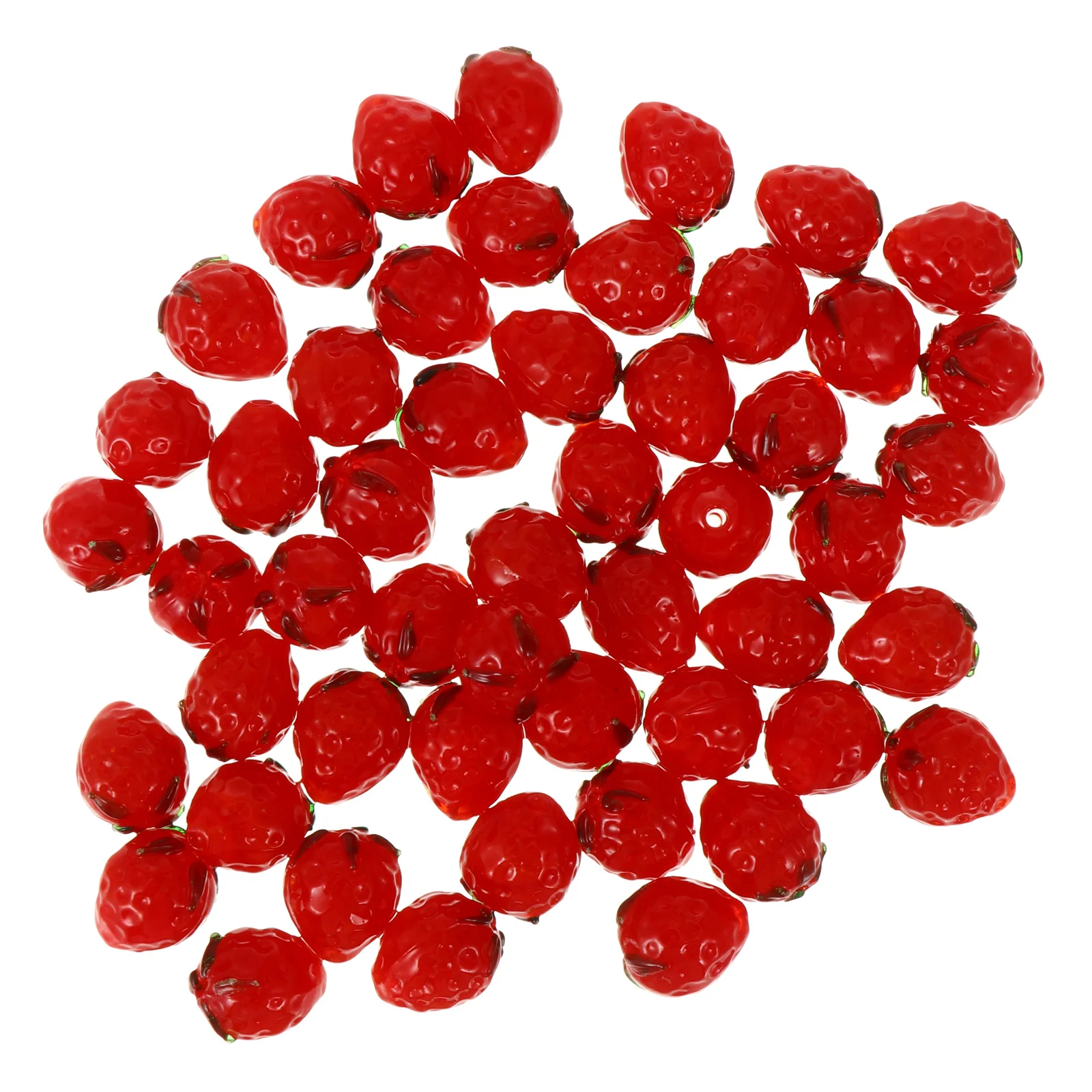 

50 Pcs Strawberry Loose Beads Beading for Bracelets Jewelry Making Charm DIY Earrings Supplies Glass Spacer Material