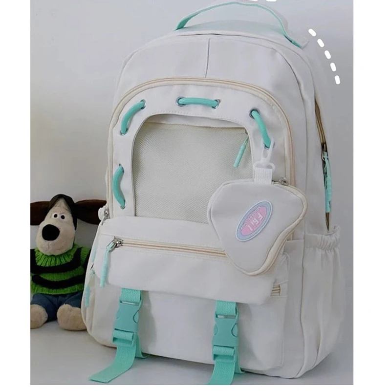 Richme Candy Color Backpacks Women 2024 Fashion Large Capacity Students Mochilas Para Mujer Individuality Transparent Bags