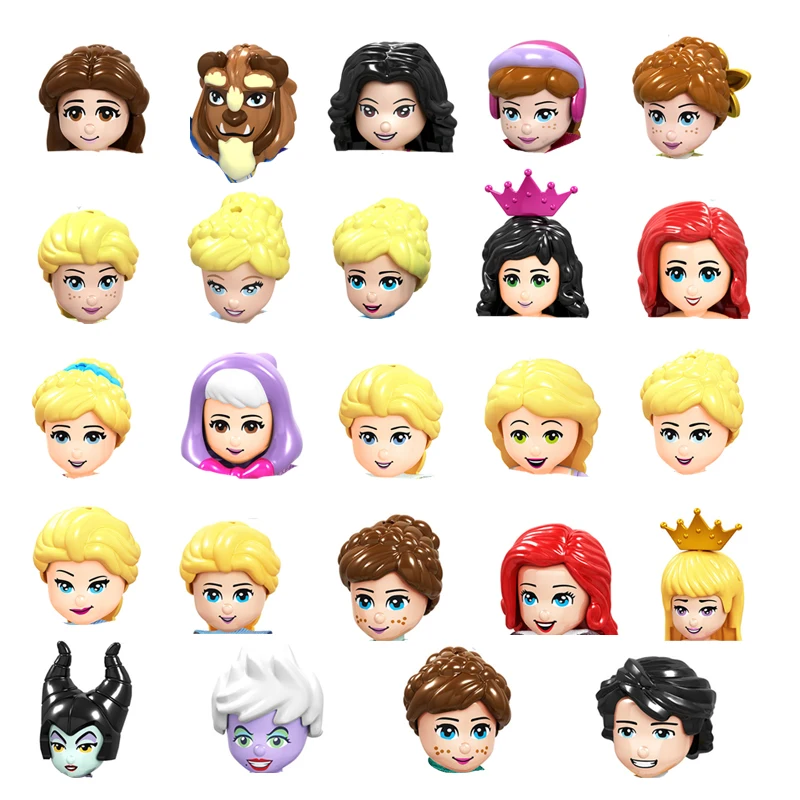 Princess Belle Beast Cenerentola Anna Elsa Mermaid Maleficent Mini Action Toy Figures Building Blocks Assembly Toys Regali Per Bambini